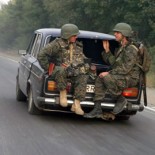 Georgian soldiers leaving South Ossetia in August 2008 (picture Osinform Information agency)
