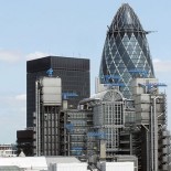Lloyd’s Building, with the gherkin-shaped Swiss Re tower in the background (picture Adrian Pingstone)