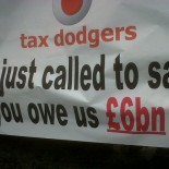 Tax protests outside a Vodafone store (picture Oxford Save Our Services)